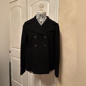 NWT Banana Republic Wool-blend Coat Peacoat XS Black